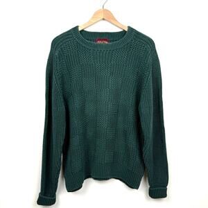 Vintage 90s Arbor Way Ramie Cotton Chunky Crewneck Sweater Mens XL Green